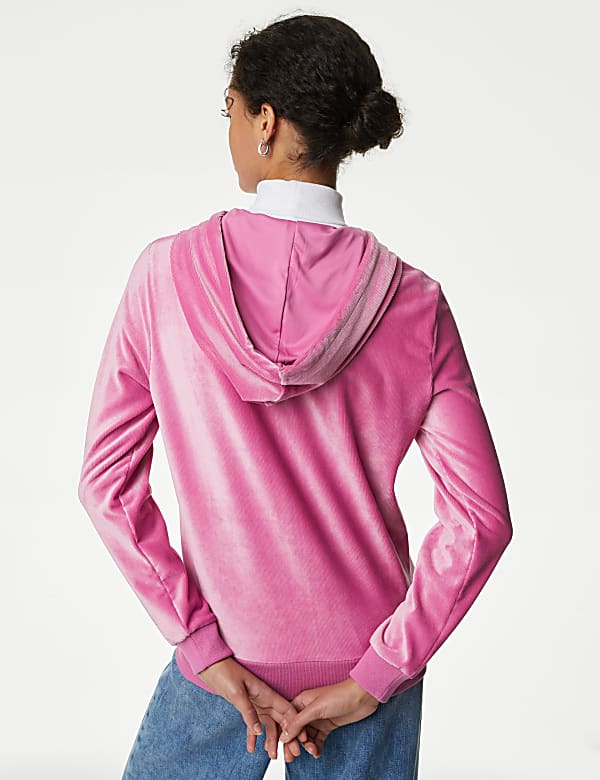 Velour Zip Up Hoodie