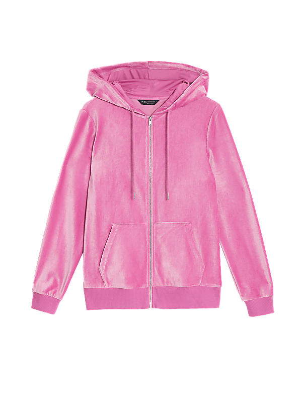 Velour Zip Up Hoodie