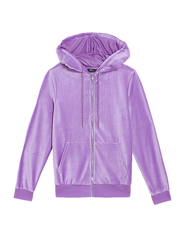 Velour Zip Up Hoodie
