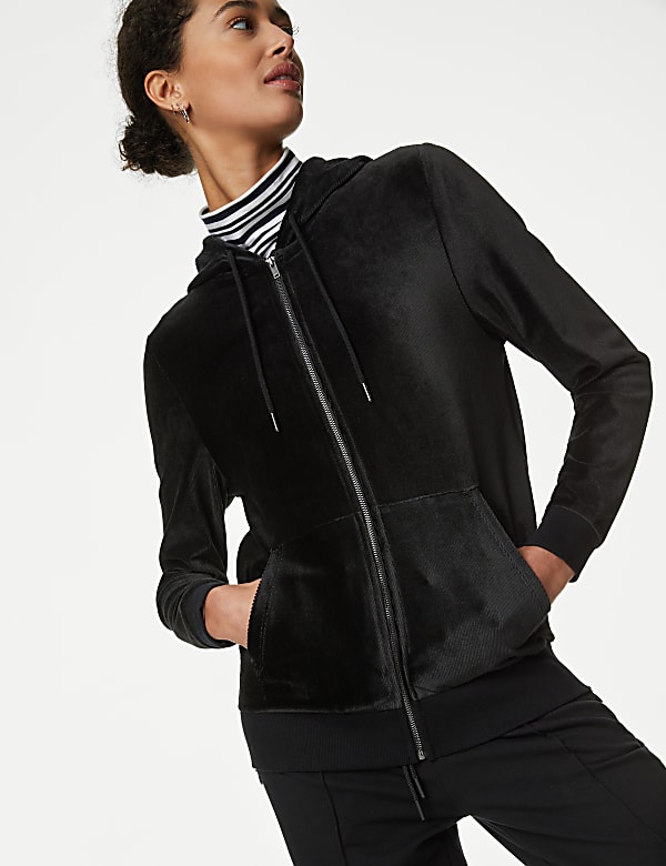 Velour Zip Up Hoodie
