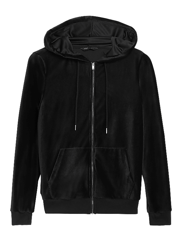 Velour Zip Up Hoodie