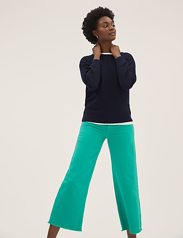 Pure Cotton Embroidered Sweatshirt