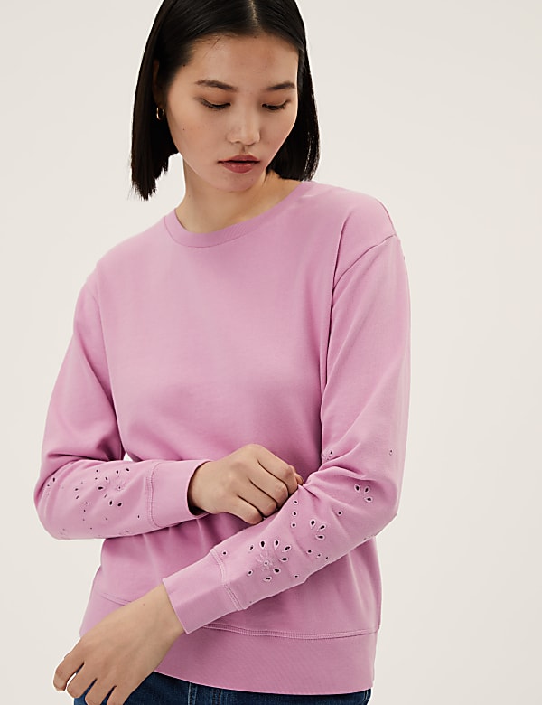 Pure Cotton Embroidered Sweatshirt