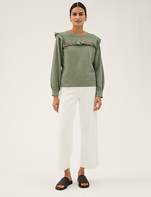 Pure Cotton Ruffle Detail Sweatshirt