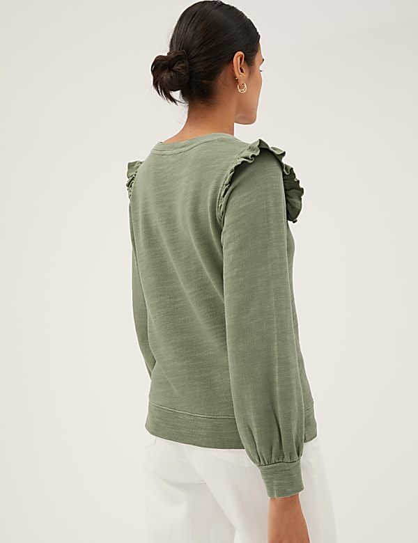 Pure Cotton Ruffle Detail Sweatshirt