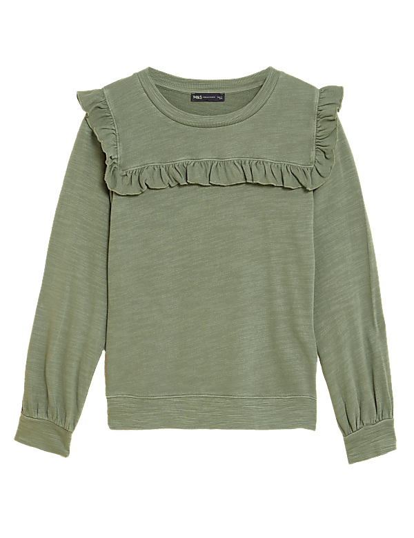 Pure Cotton Ruffle Detail Sweatshirt