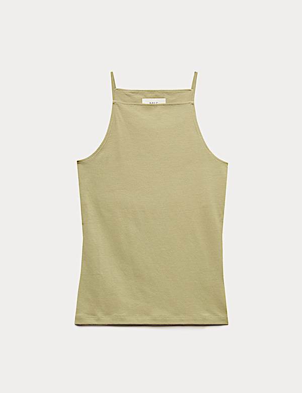 Maillot de corps en coton &agrave; encolure carr&eacute;e et rayures fines - BE