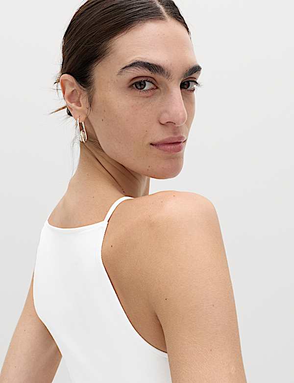 Cotton Rich Square Neck Spaghetti Strap Vest - TW