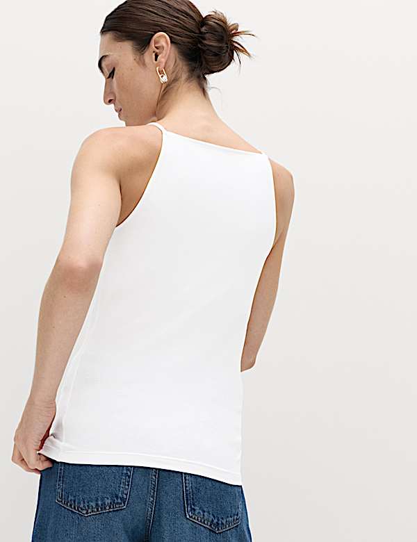 Cotton Rich Square Neck Spaghetti Strap Vest - TW