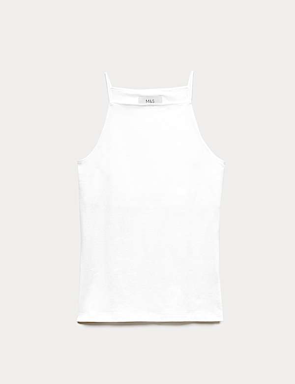 Cotton Rich Square Neck Spaghetti Strap Vest - TW