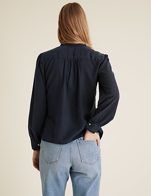 Pure Tencel™ Frill Long Sleeve Blouse