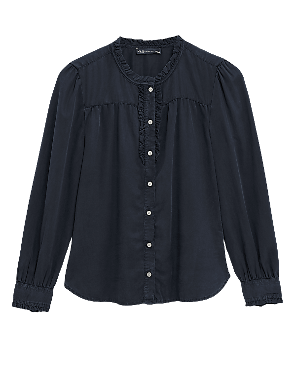 Pure Tencel™ Frill Long Sleeve Blouse