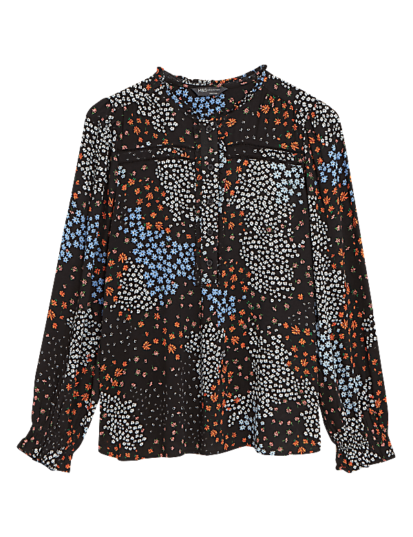 Ditsy Floral Frill Long Sleeve Blouse