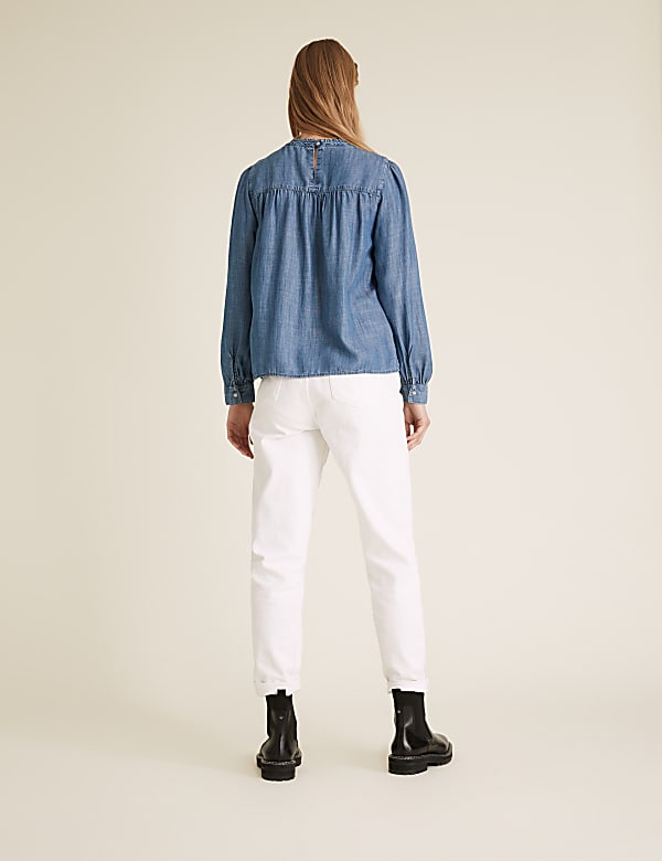 Pure Tencel™ Pintuck Long Sleeve Blouse