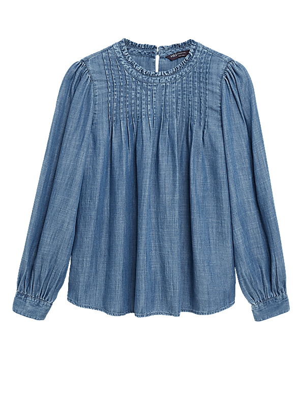 Pure Tencel™ Pintuck Long Sleeve Blouse