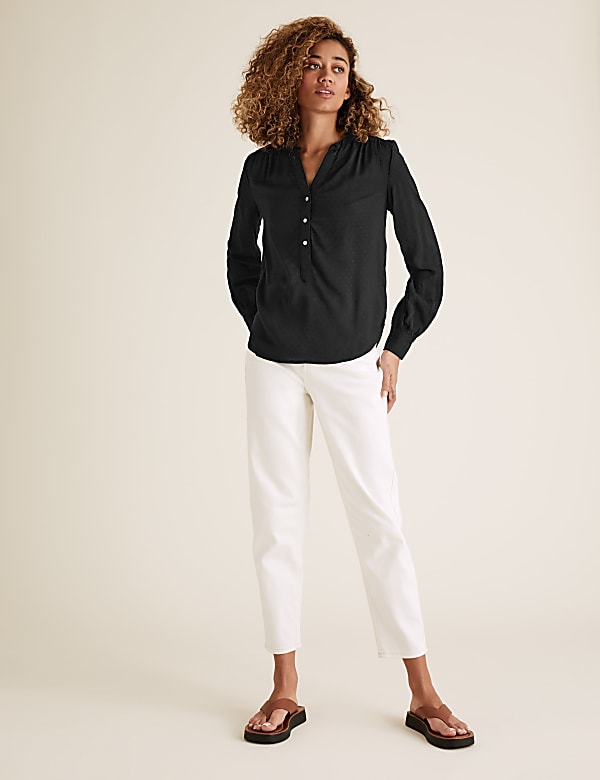 V-Neck Long Sleeve Blouse