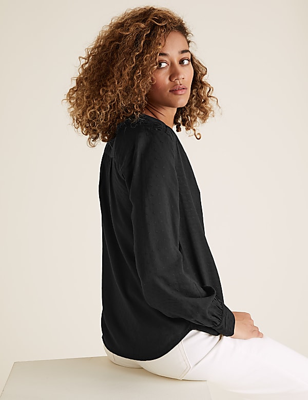 V-Neck Long Sleeve Blouse