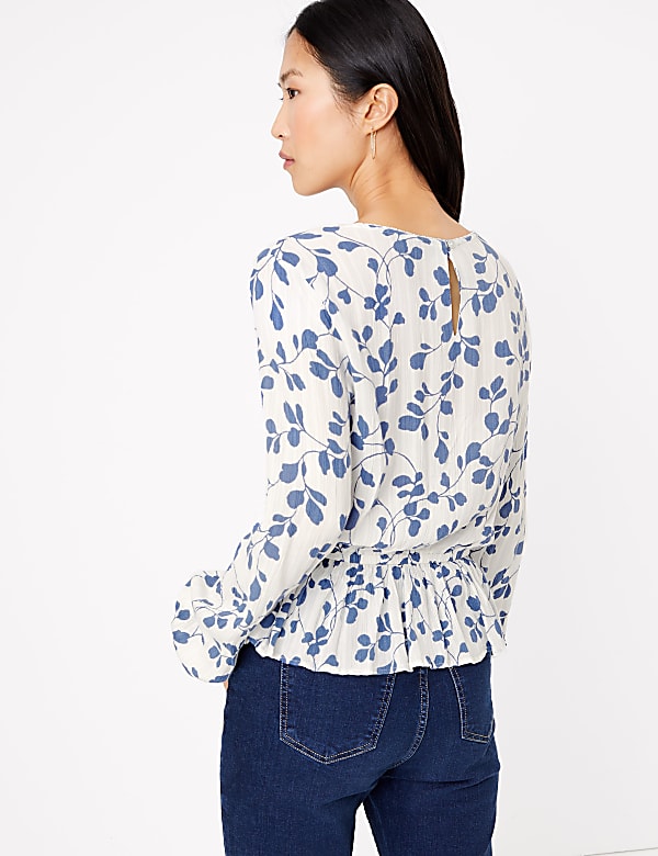 Ditsy Floral Waisted Long Sleeve Blouse