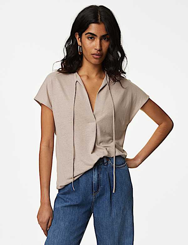 Jersey V-Neck Blouse