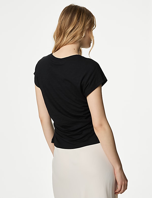 Cotton Rich Ruched T-Shirt