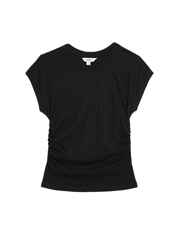 Cotton Rich Ruched T-Shirt
