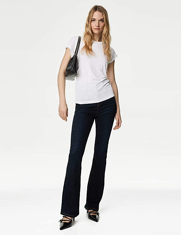 Cotton Rich Ruched T-Shirt