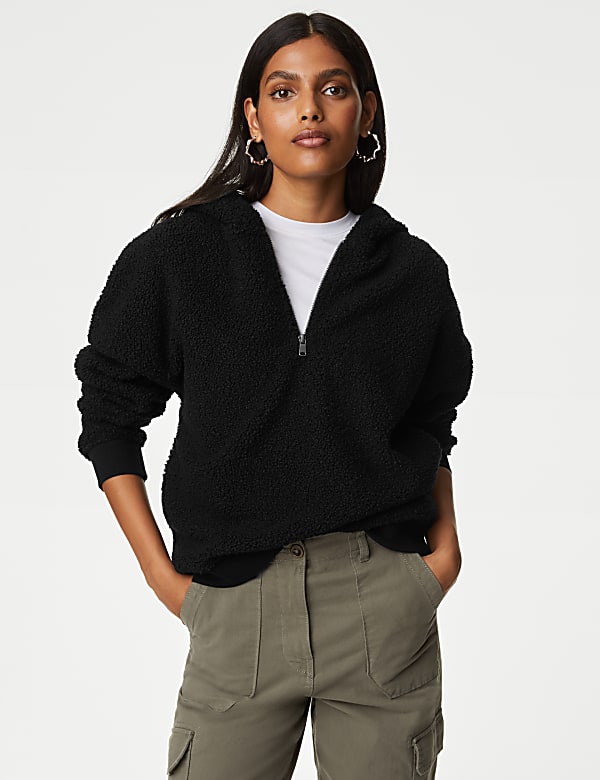 Half zip borg hoodie store