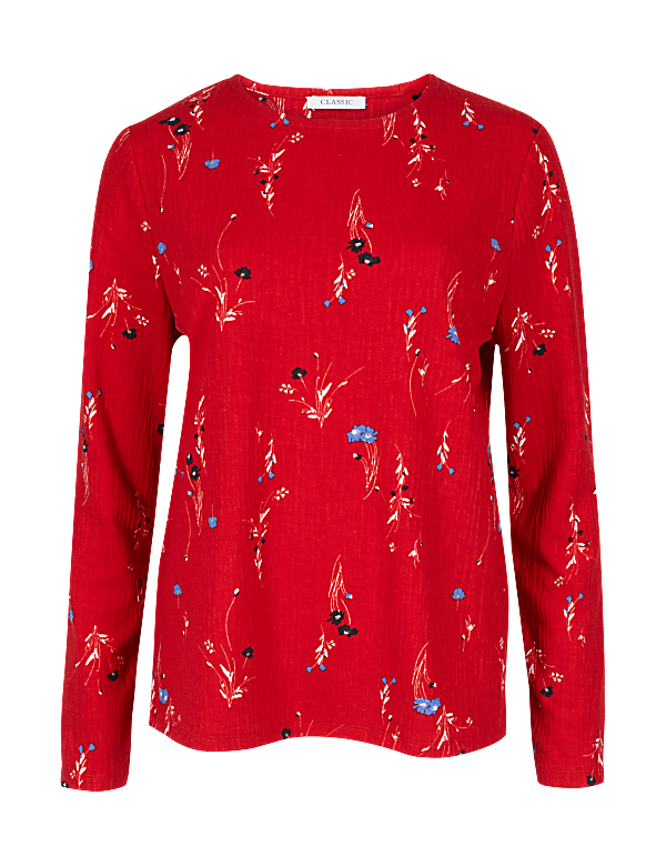 Printed Round Neck Long Sleeve T-Shirt