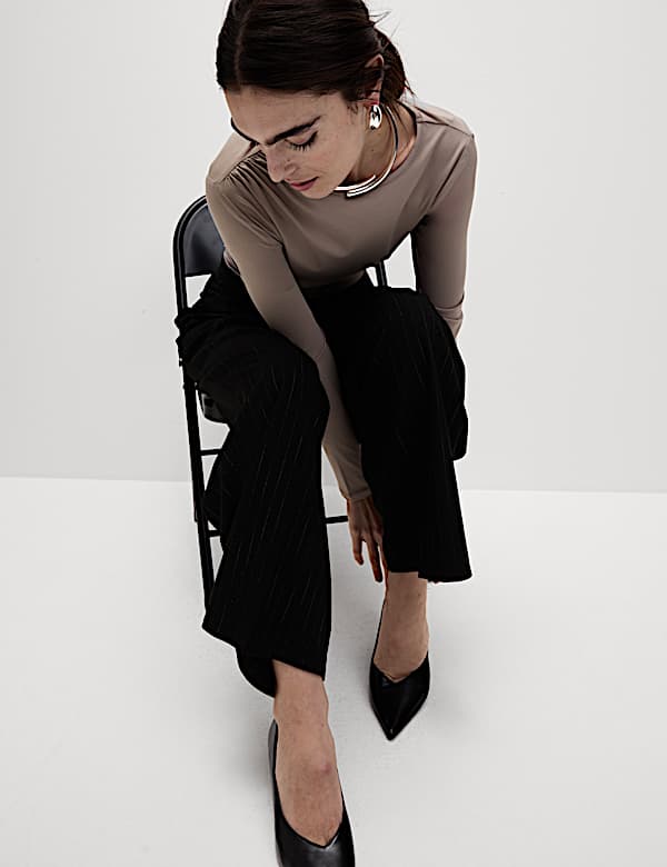 Jersey Shirred Detail Top