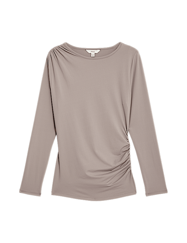 Jersey Shirred Detail Top