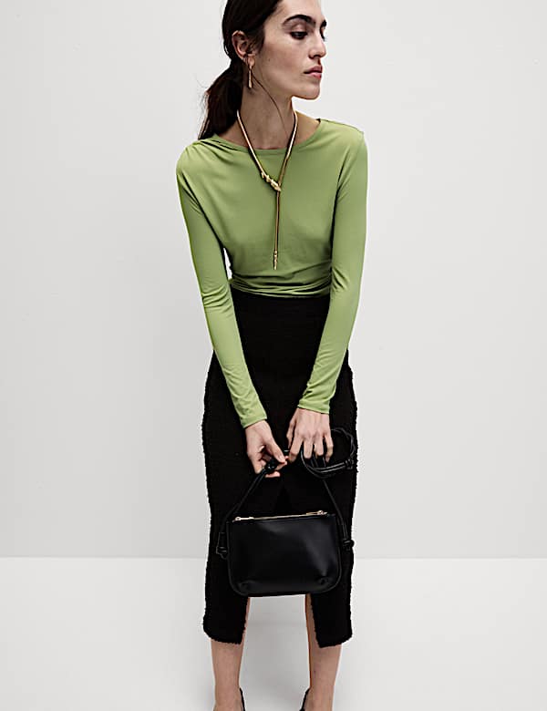 Jersey Shirred Detail Top