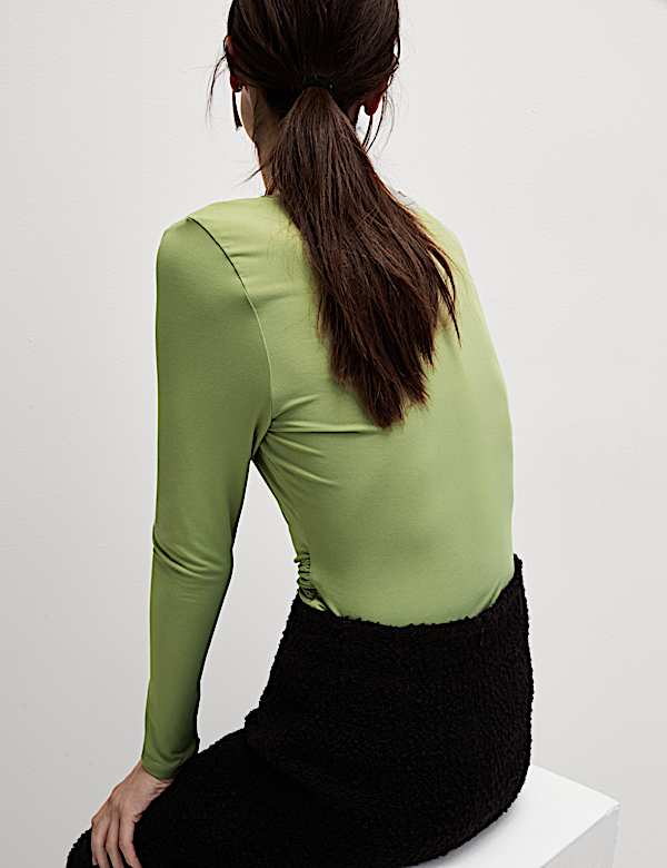 Jersey Shirred Detail Top