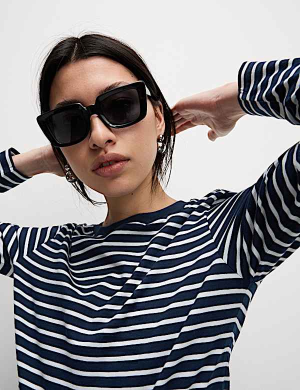 Pure Cotton Striped Crew Neck T-Shirt - GR