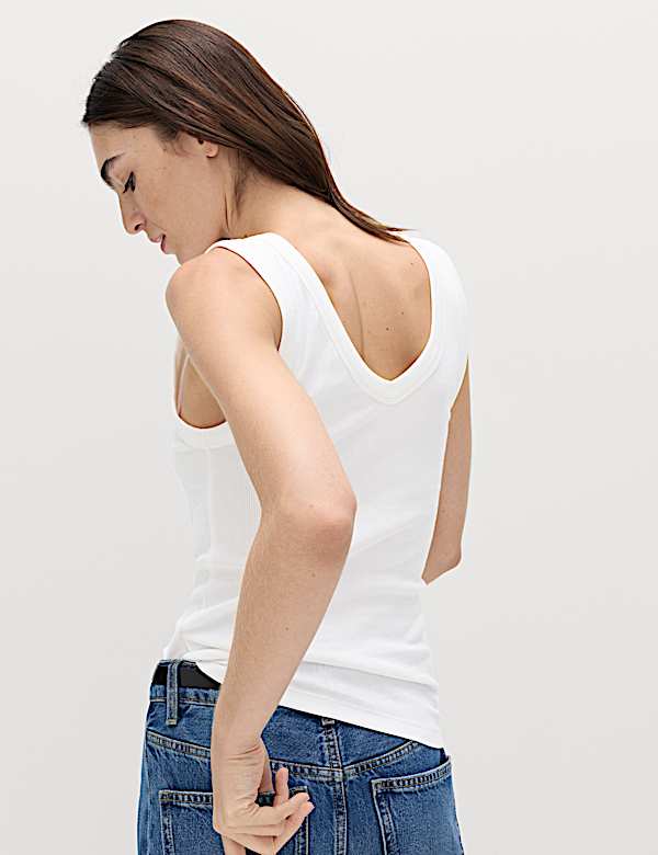 Cotton Rich Ribbed V-Neck Vest