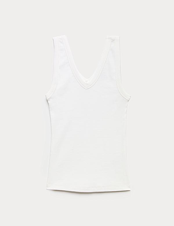 Cotton Rich Ribbed V-Neck Vest - JO