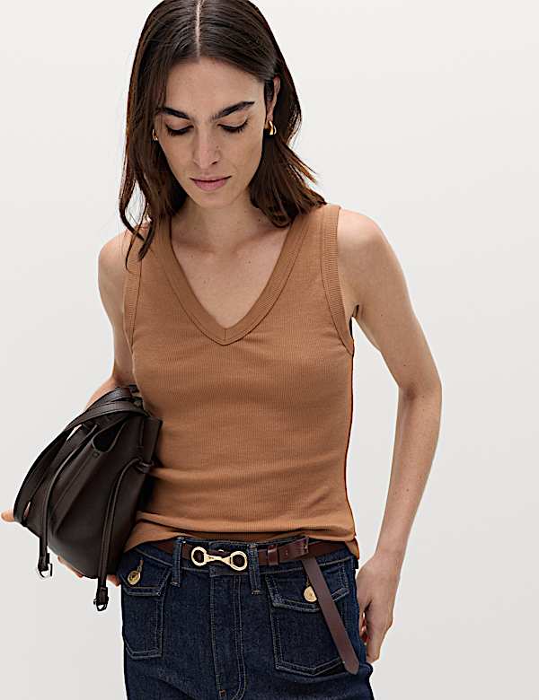 Cotton Rich Ribbed V-Neck Vest