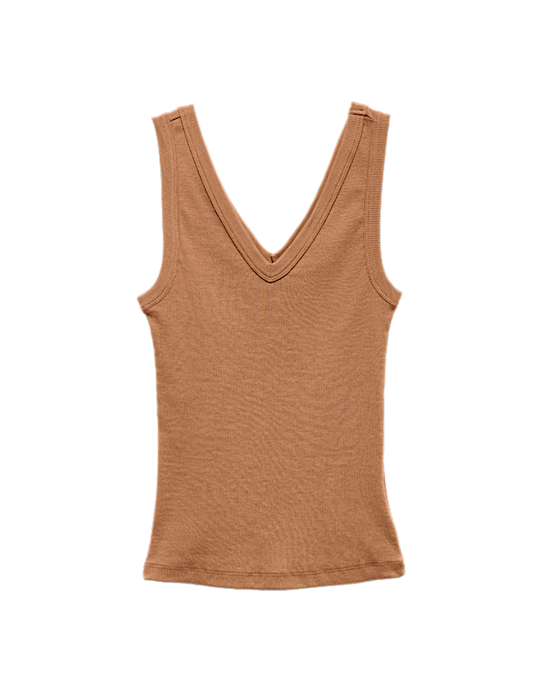 Cotton Rich Ribbed V-Neck Vest
