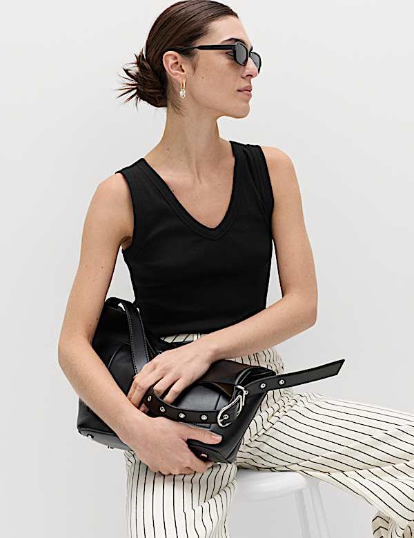Cotton Rich Ribbed V-Neck Vest