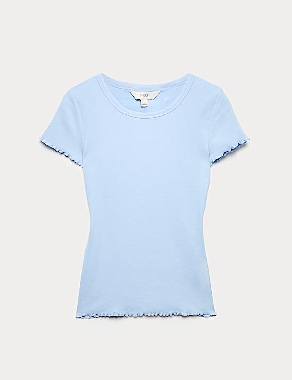 Cotton Rich Ribbed Lettuce Edge T-Shirt - RO