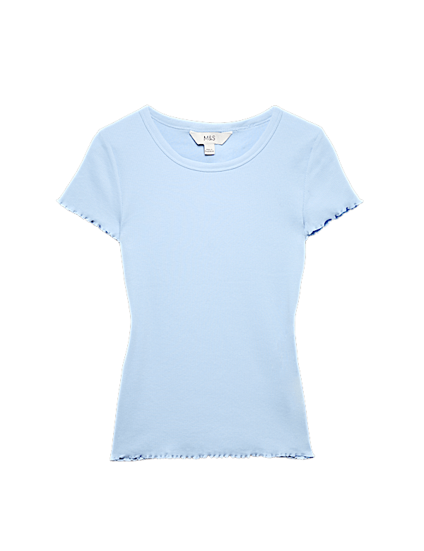 Cotton Rich Ribbed Lettuce Edge T-Shirt