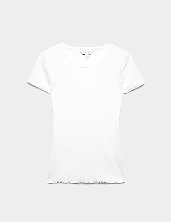 Cotton Rich Ribbed Lettuce Edge T-Shirt - HR