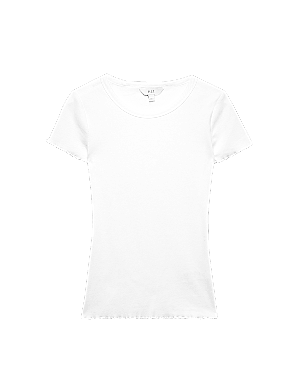 Cotton Rich Ribbed Lettuce Edge T-Shirt