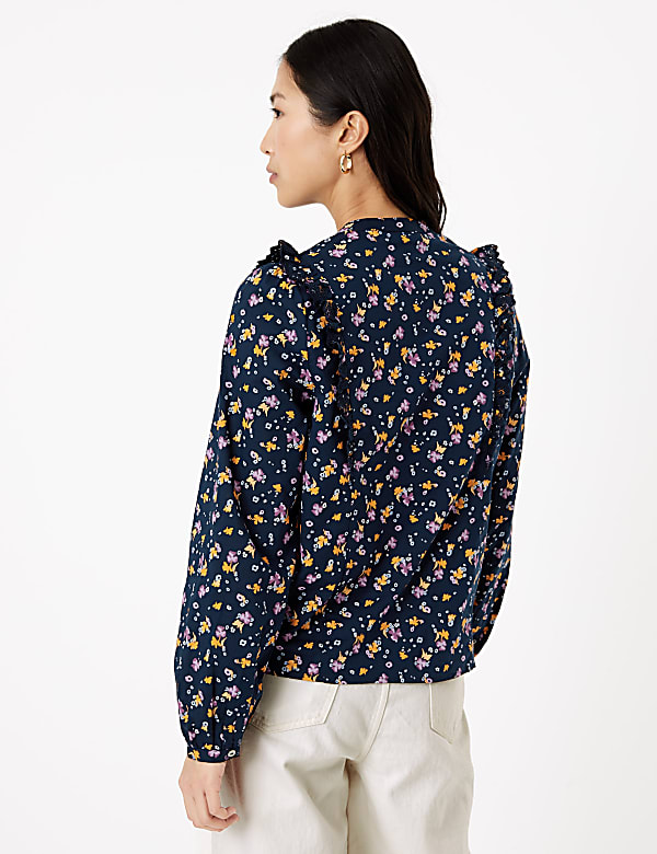 Pure Cotton Floral Long Sleeve Blouse