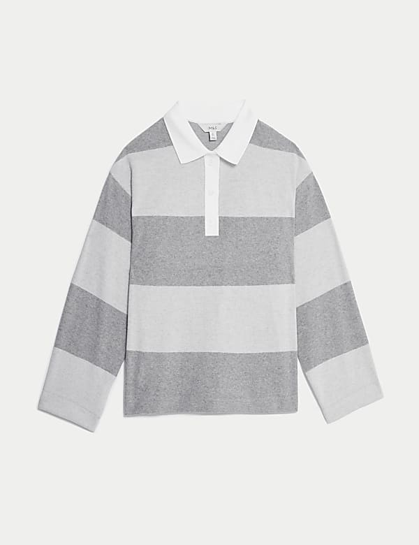 Cotton Blend Striped Rugby Top - JP