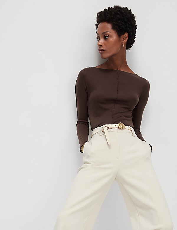 Lyocell Blend Ribbed Top with Wool