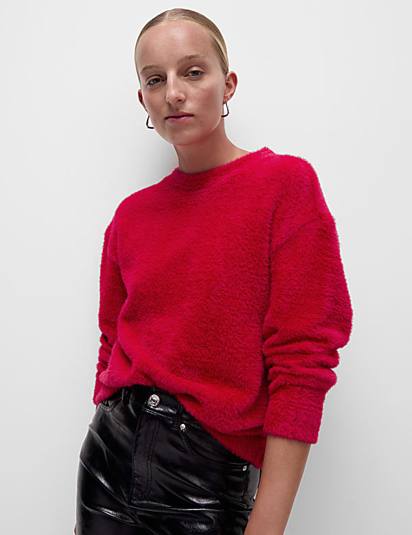 Cosy Textured Crew Neck Sweatshirt