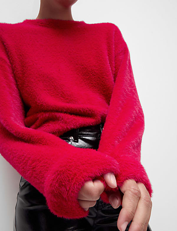 Cosy Textured Crew Neck Sweatshirt
