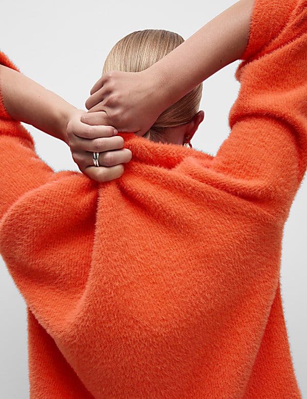 Oversized Cosy Textured V-Neck Sweatshirt