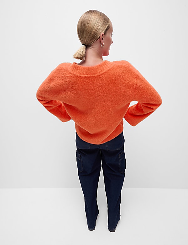 Oversized Cosy Textured V-Neck Sweatshirt