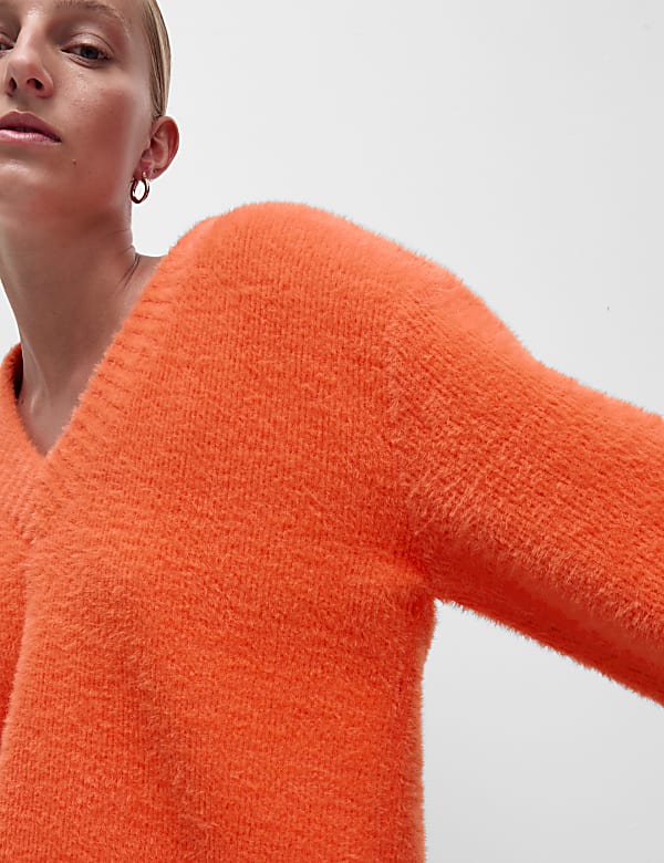 Oversized Cosy Textured V-Neck Sweatshirt